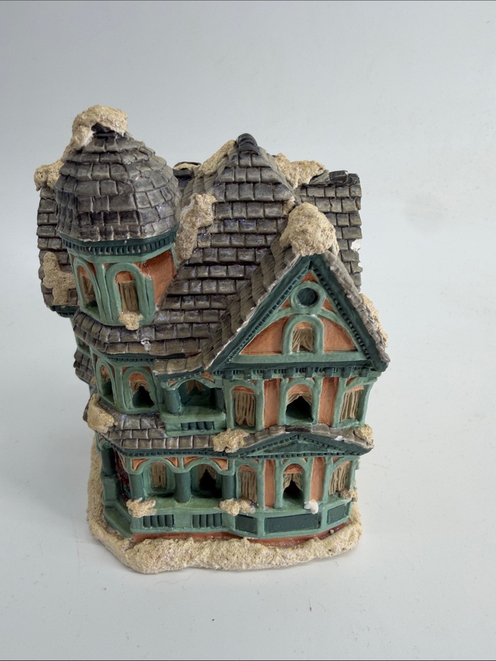 Vintage winter snow Holiday Christmas village ceramic Victorian-style house